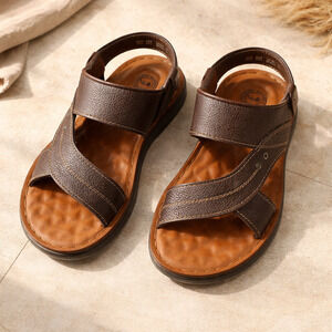 Men's Fashion Sandals Slip On Wear With Or Without Ankle Strap Size 9.5 Brown